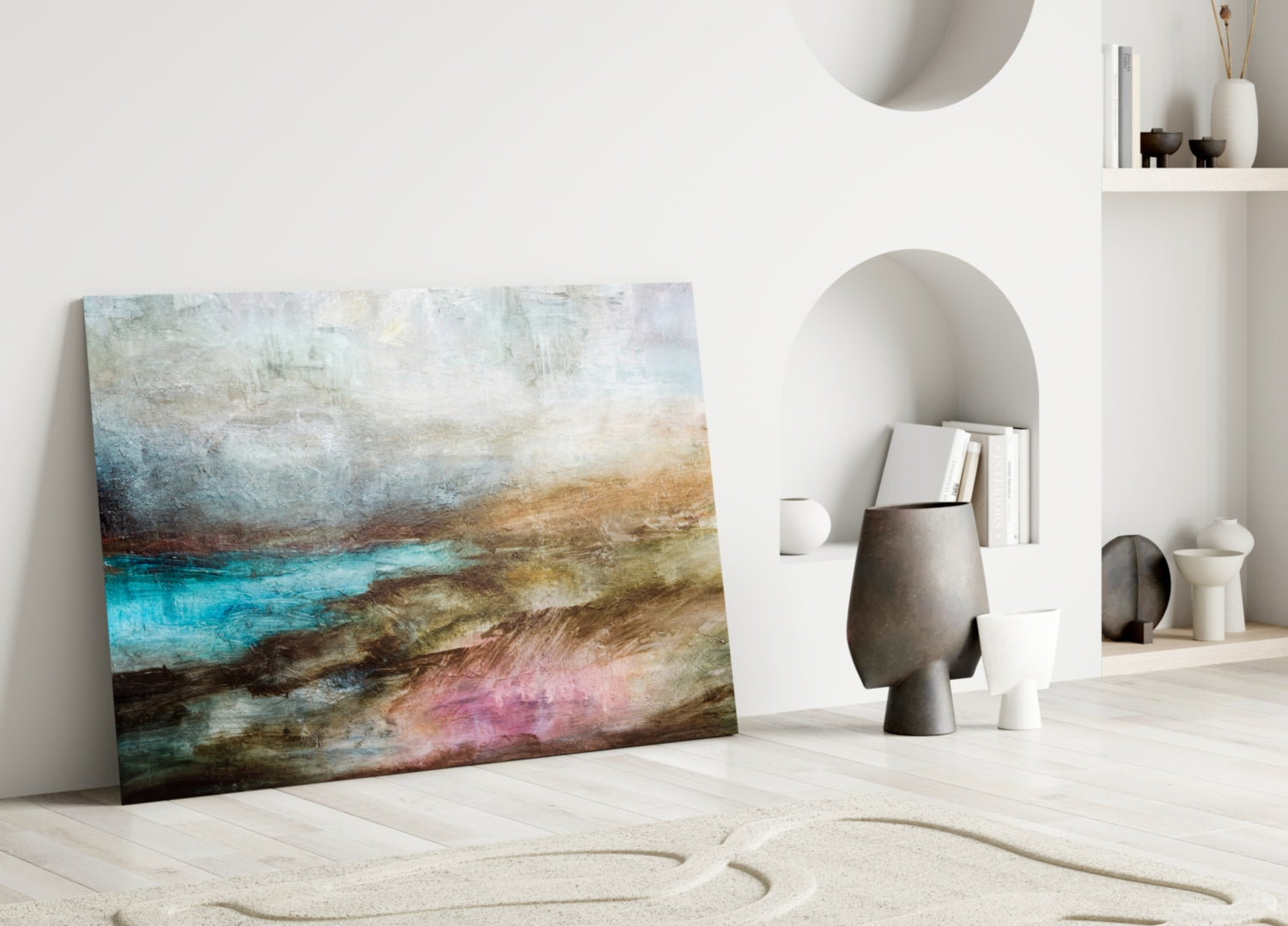 Misty Turquoise Cove Glass Wall Art