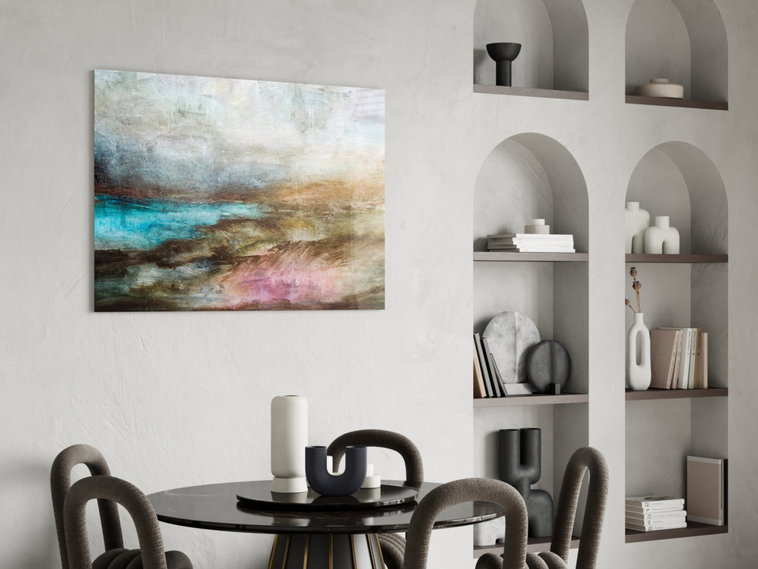 Misty Turquoise Cove Glass Wall Art