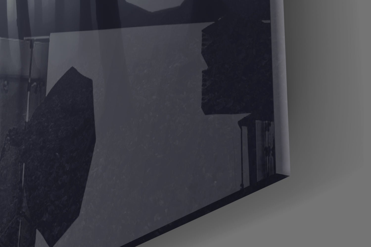 Lone Figure in Dark Misty Woods Glass Wall Art