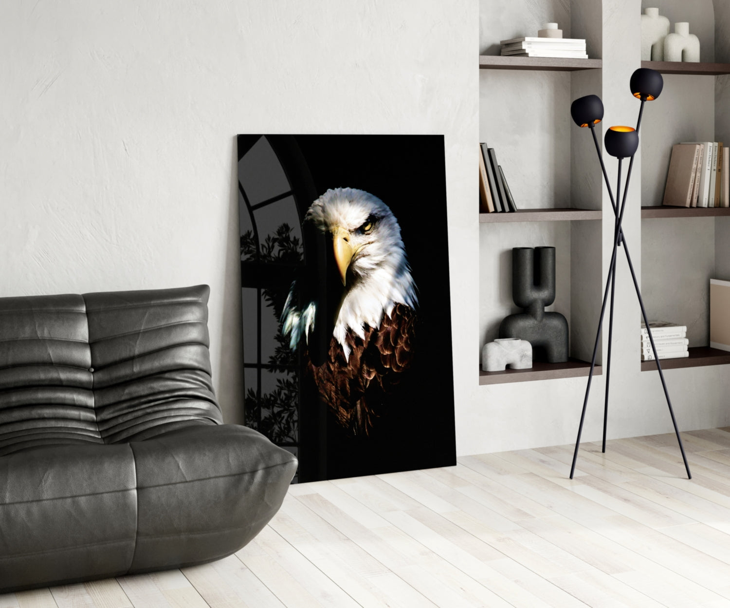 Fierce Bald Eagle Portrait Glass Wall Art