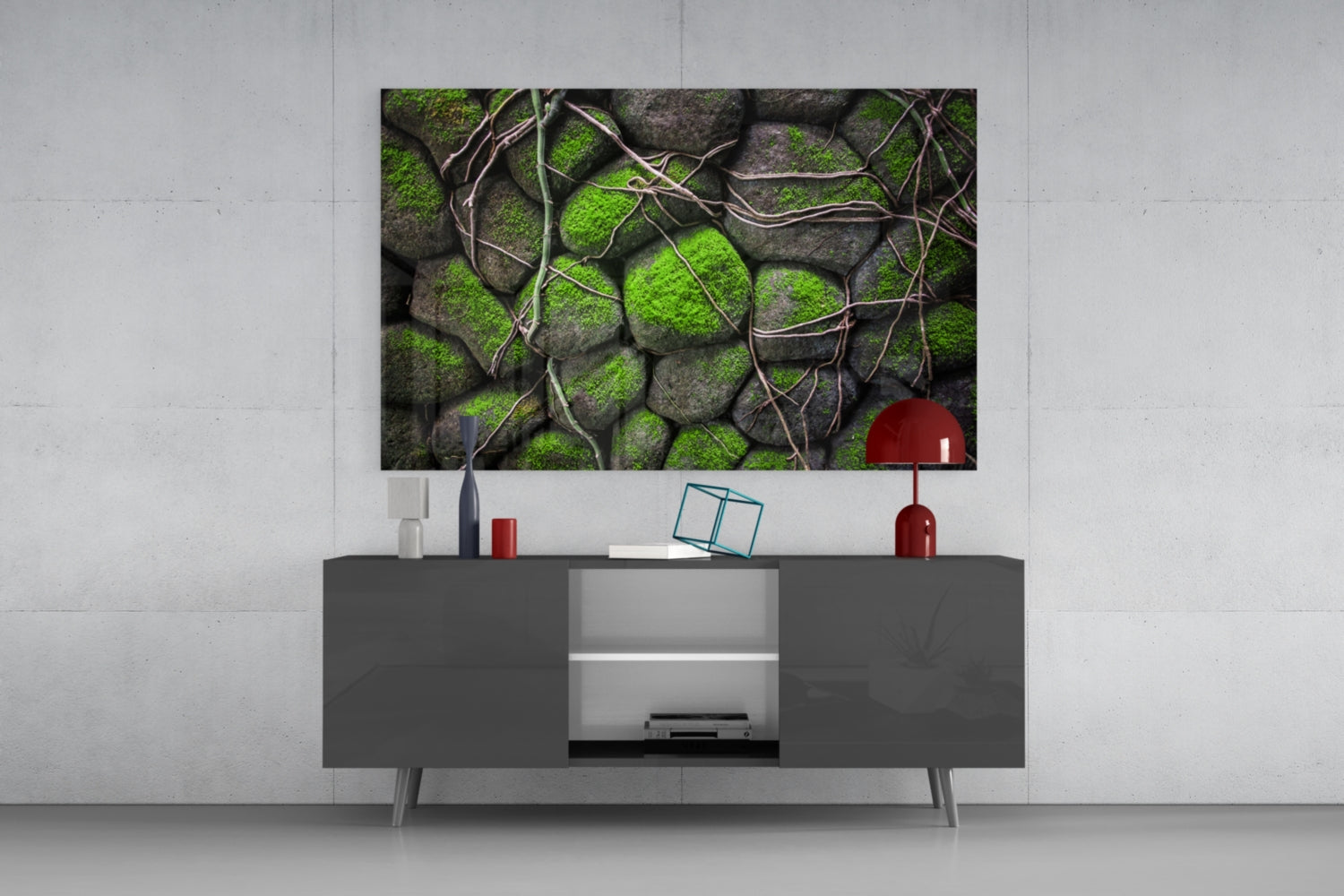Mossy Stones Glass Wall Art