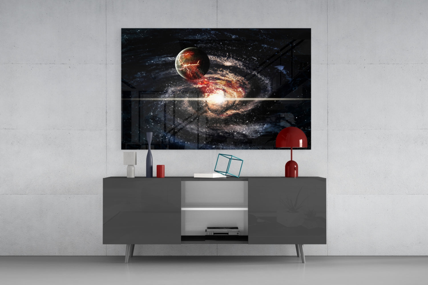 Spiral Galaxy Collision Glass Wall Art