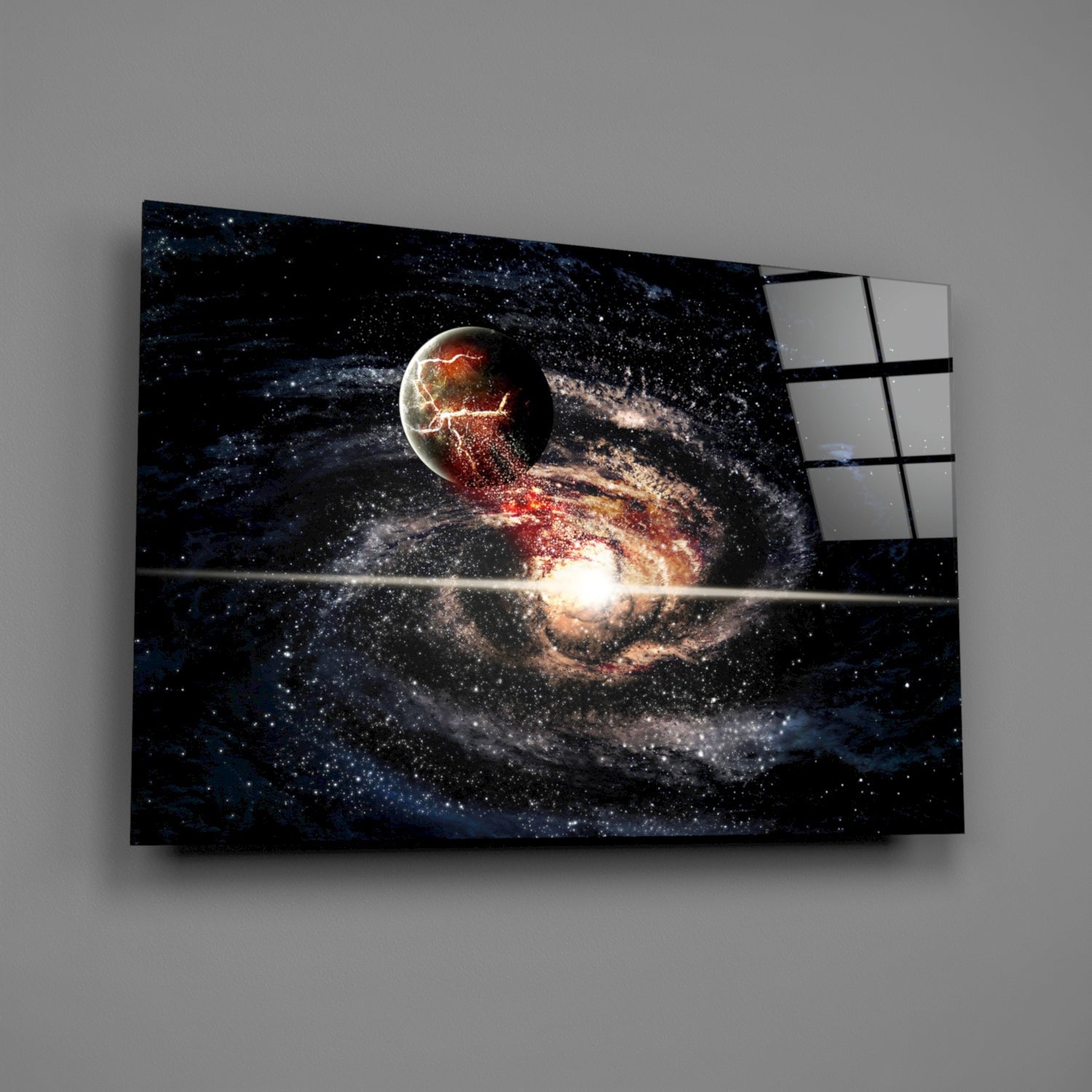 Spiral Galaxy Collision Glass Wall Art