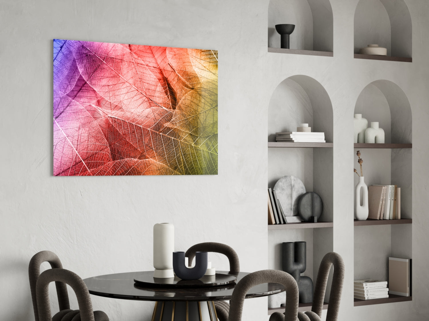 Macro Leaves Glass Wall Art