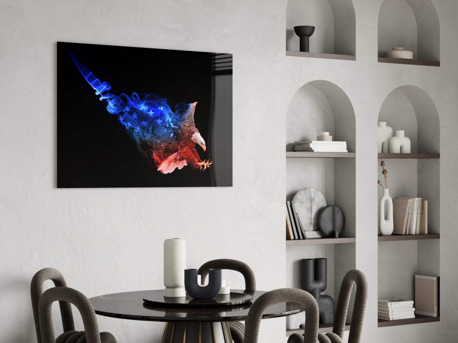 American Flag Smoke Eagle Glass Wall Art