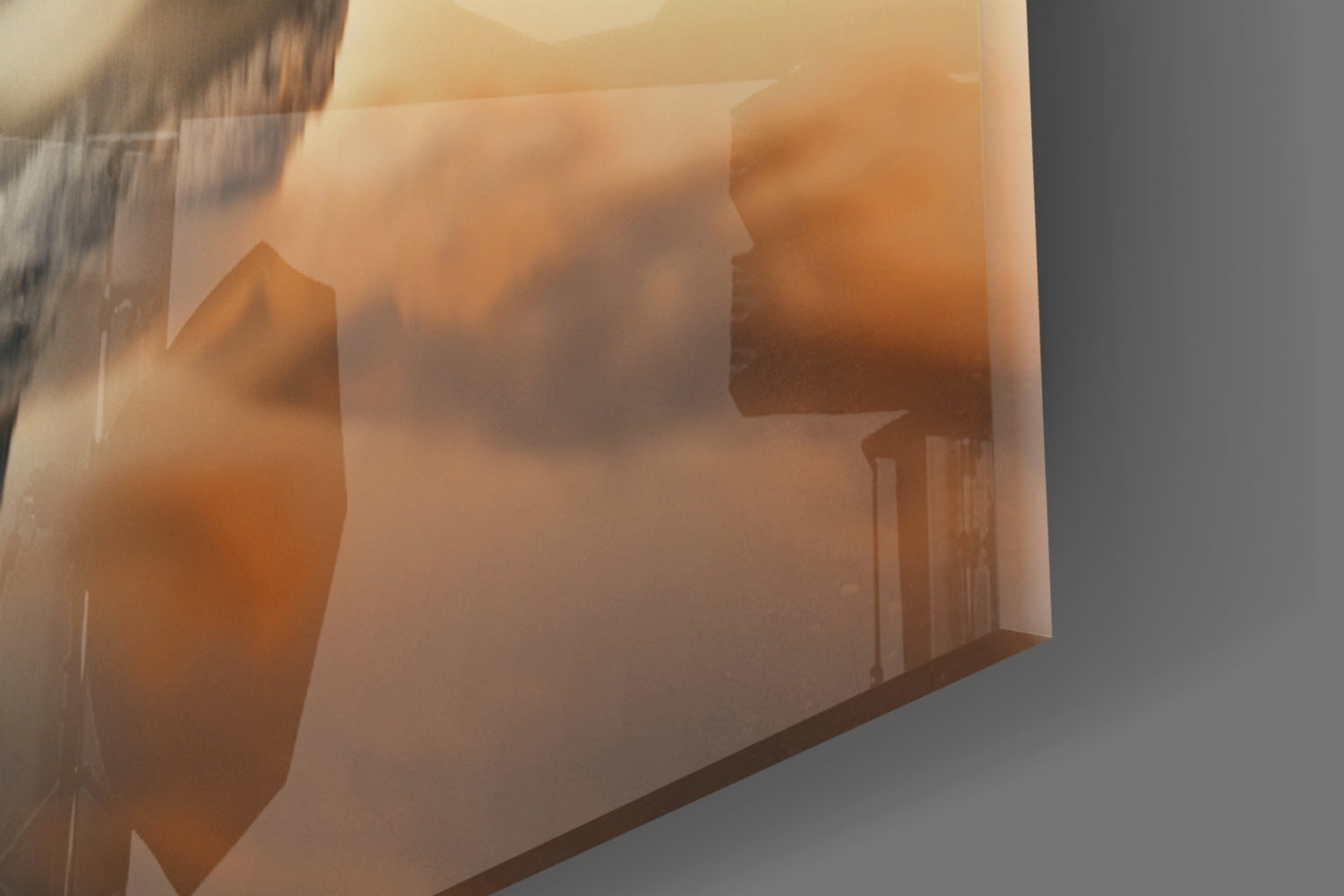 Misty Snow Peak Mirror Lake Glass Wall Art