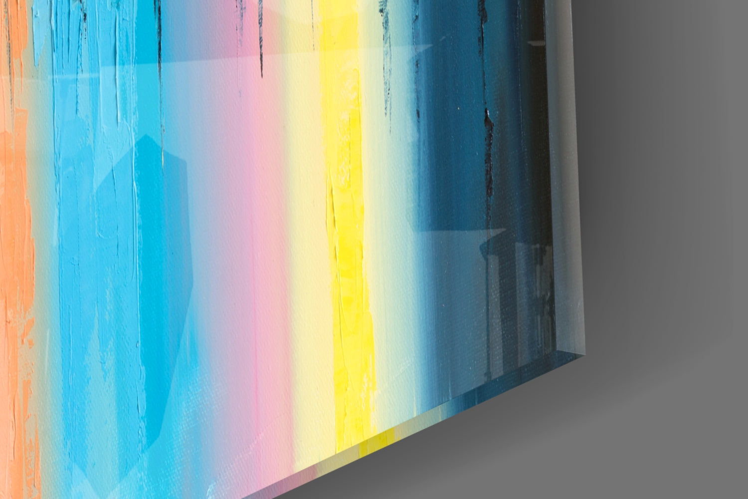 Rainbow Stripes City Reflection Glass Wall Art