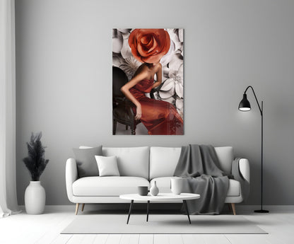 Flower Woman Glass Wall Art