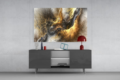 Golden Chaos Glass Wall Art