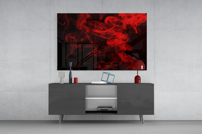 Billowing Scarlet Smoke Cloud Glass Wall Art