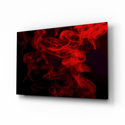 Billowing Scarlet Smoke Cloud Glass Wall Art