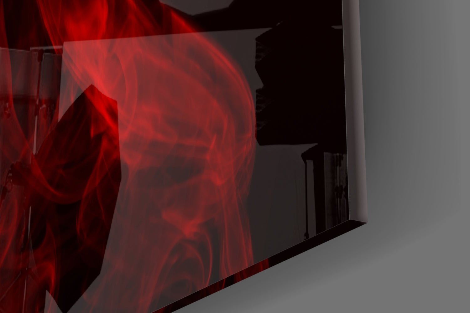 Billowing Scarlet Smoke Cloud Glass Wall Art