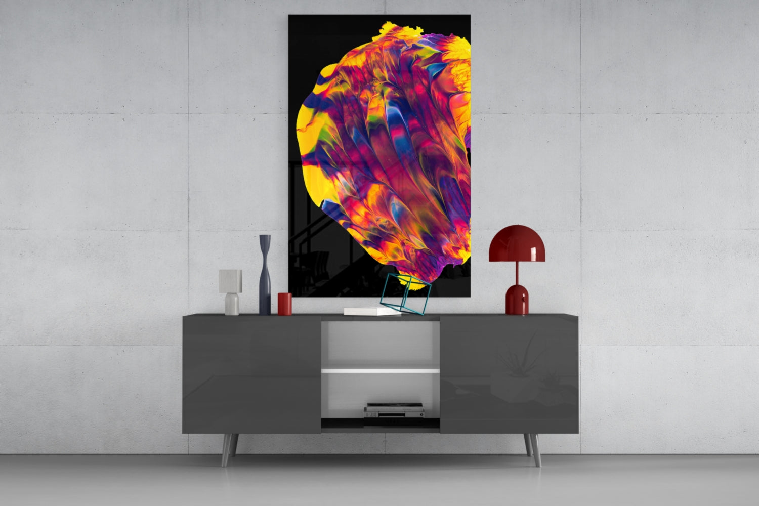 Rainbow Marbled Paint Glass Wall Art