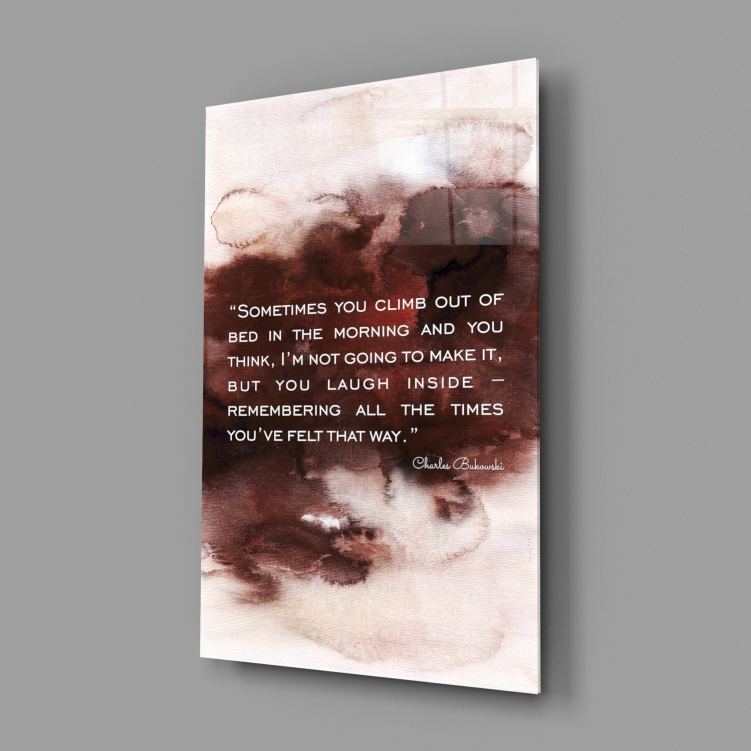 Burgundy Watercolor Morning Quote Glass Wall Art