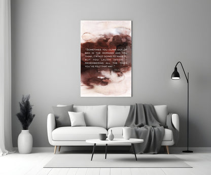 Burgundy Watercolor Morning Quote Glass Wall Art
