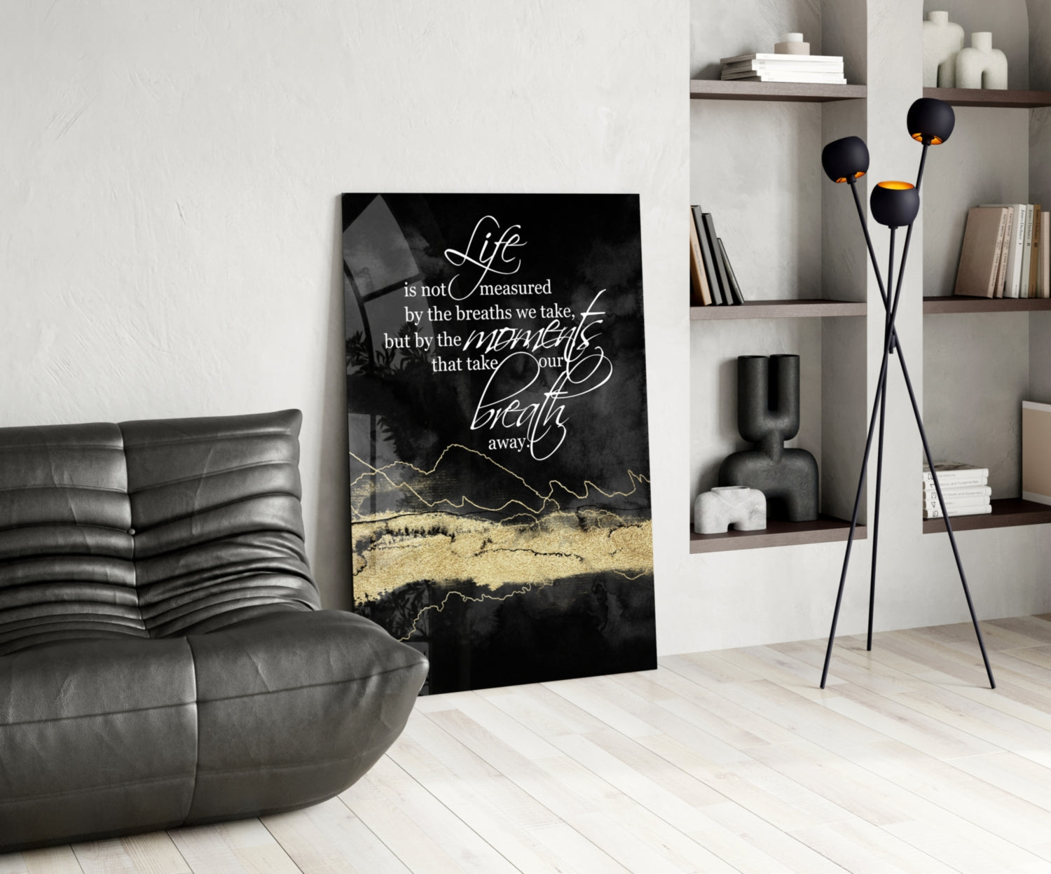 Gold Ridge Breath Away Script Glass Wall Art