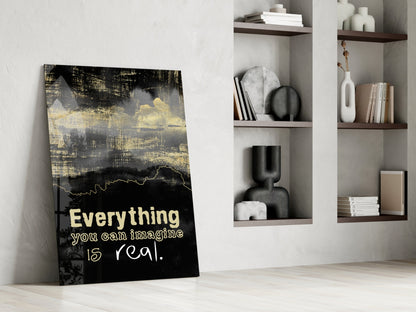 Black Gold Imagine Is Real Glass Wall Art