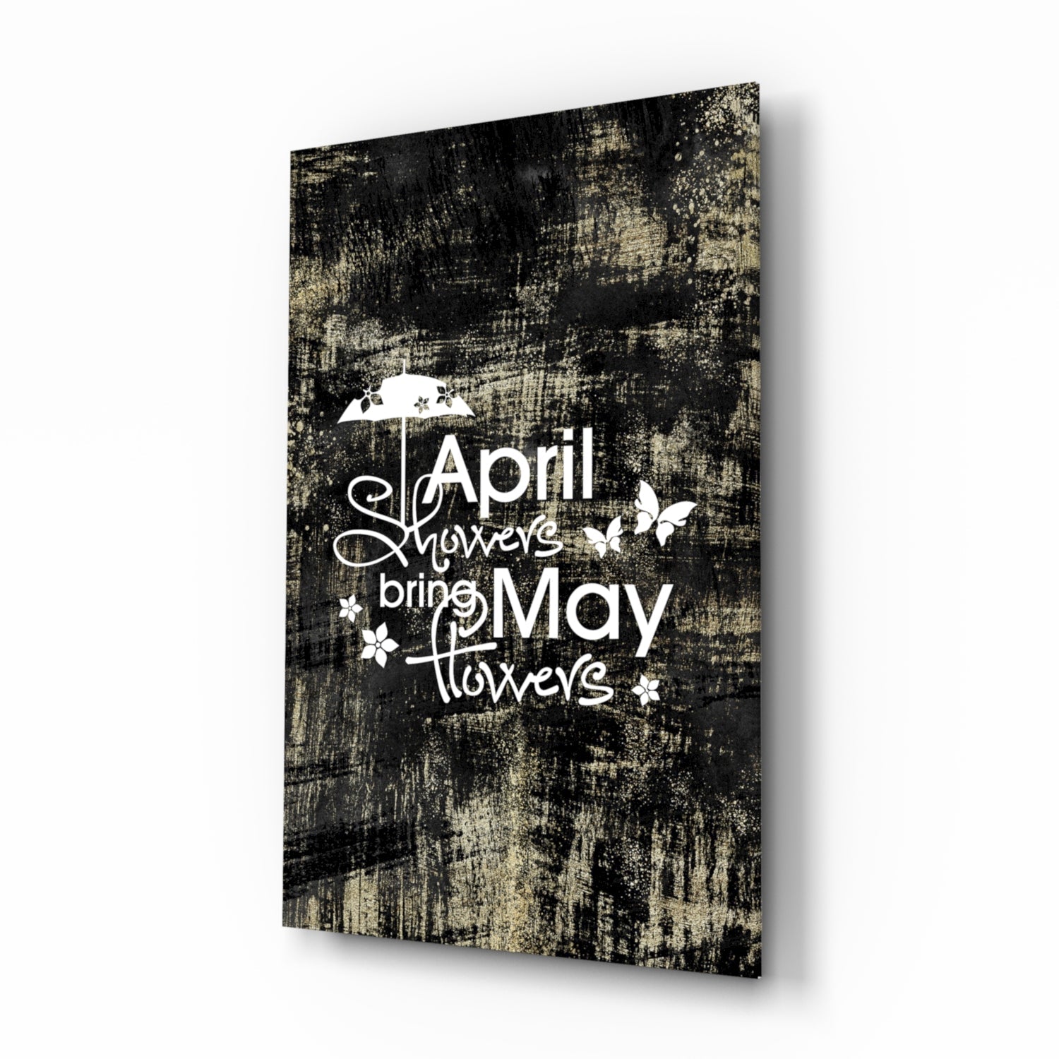 April Showers May Flowers Glass Wall Art