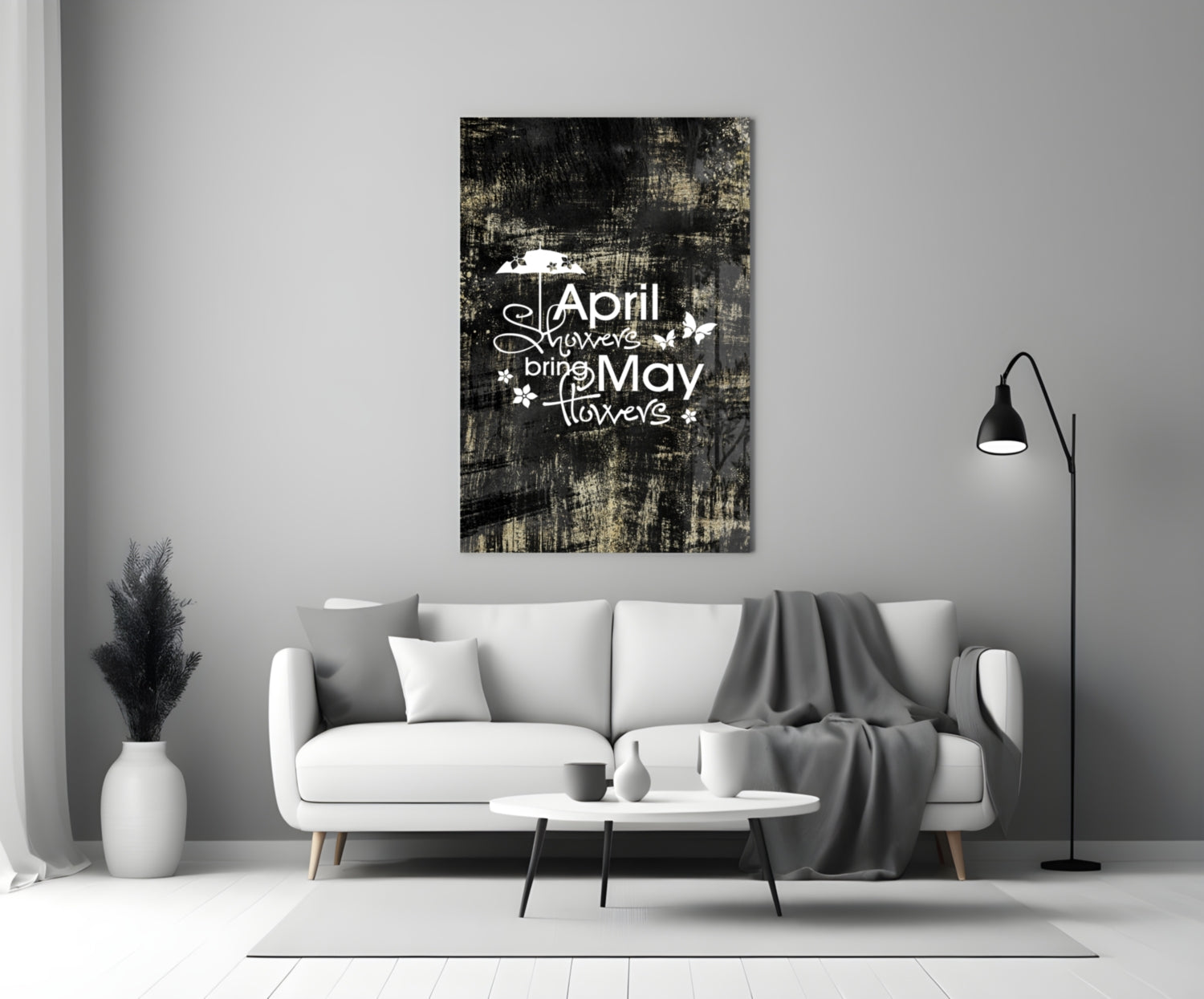 April Showers May Flowers Glass Wall Art