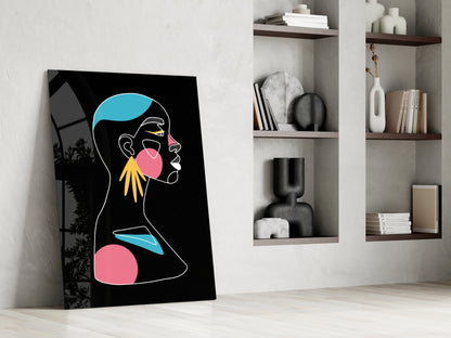 Yellow Hand Earring Profile Glass Wall Art