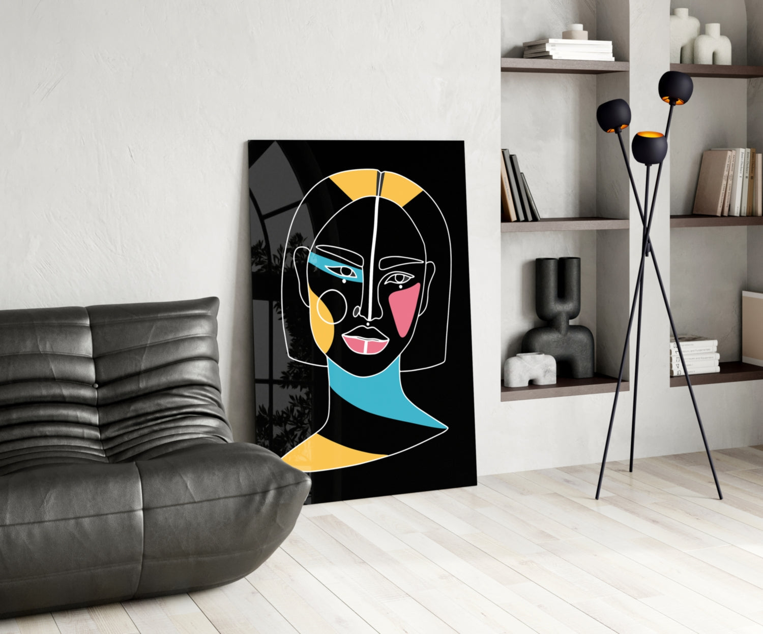 Bob Cut Colorful Face Glass Wall Art