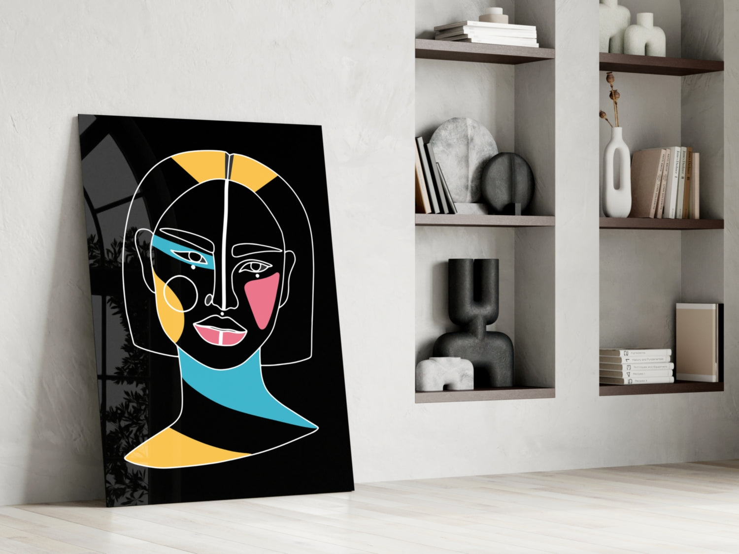Bob Cut Colorful Face Glass Wall Art