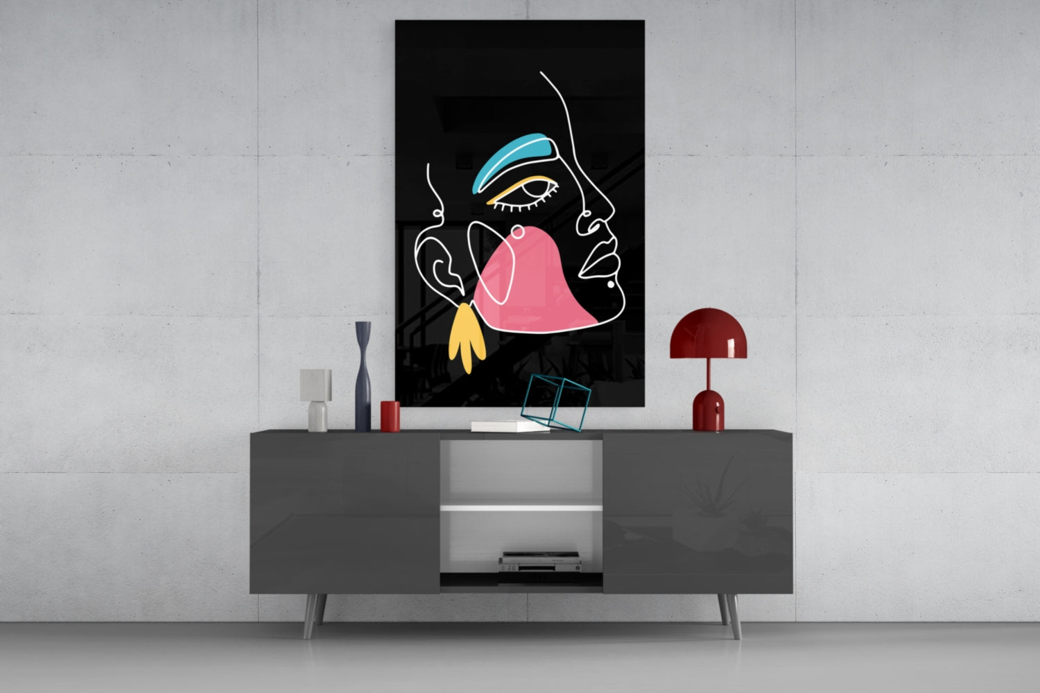 Blue Brow Side Profile Glass Wall Art