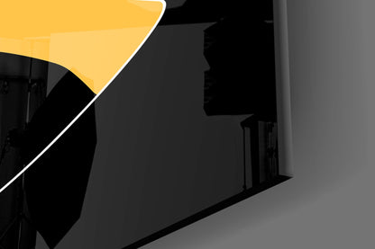 Yellow Moon Top Knot Woman Glass Wall Art