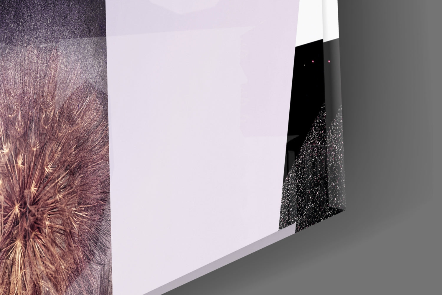 Pink Glitter Shard Collage Woman Face Glass Wall Art