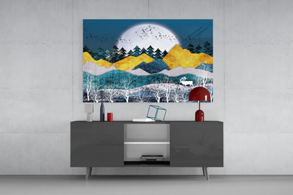 Illustration Landscape Glass Wall Art
