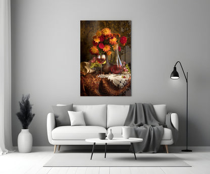 Chalice and Flowers Glass Wall Art