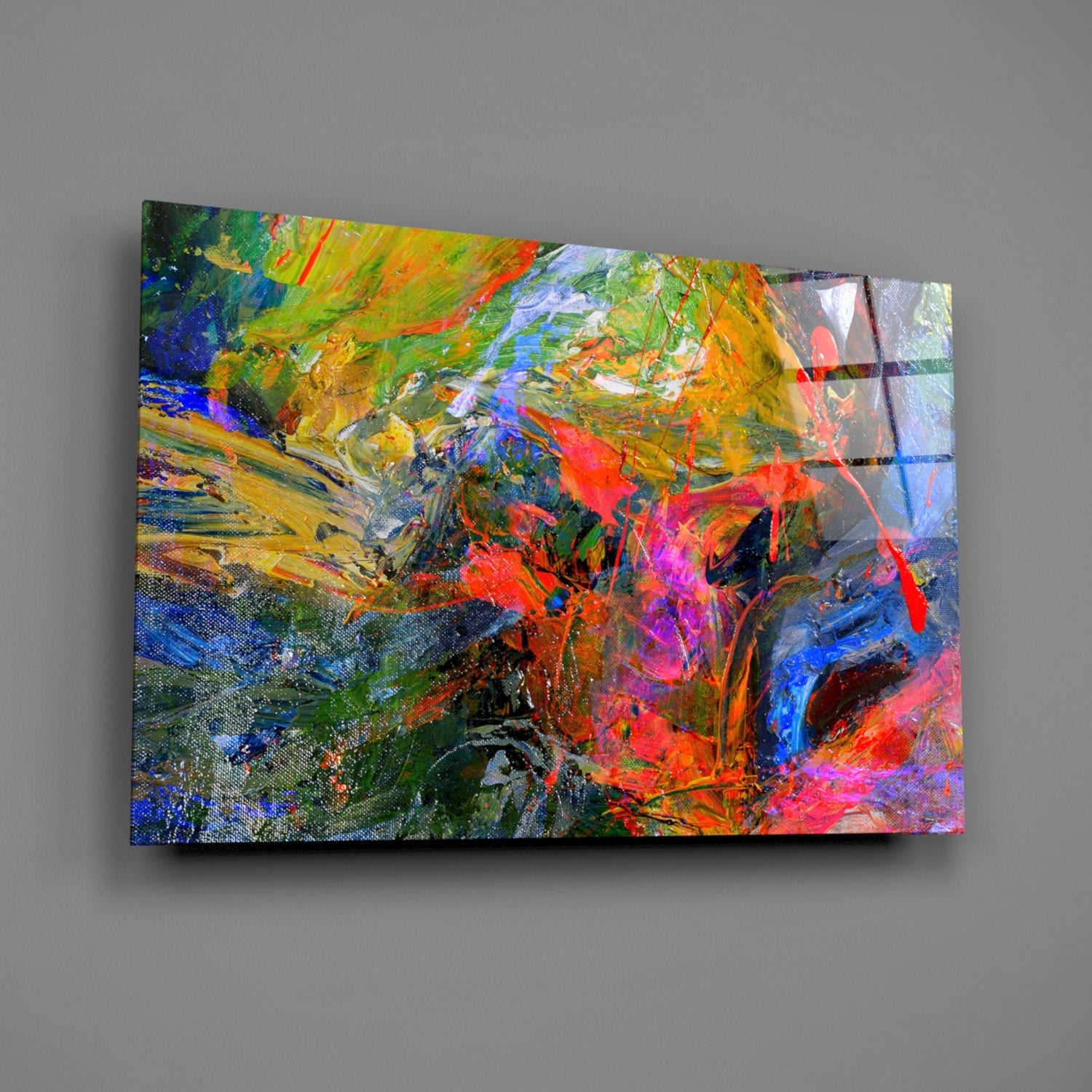 Bold Palette Knife Color Splash Glass Wall Art