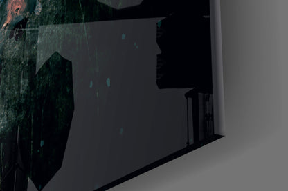 Red Glow Grunge Skull Glass Wall Art