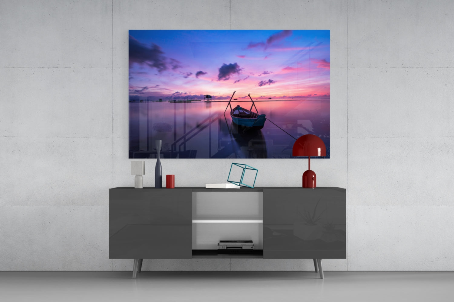 Sunset on the Boat Glass Wall Art