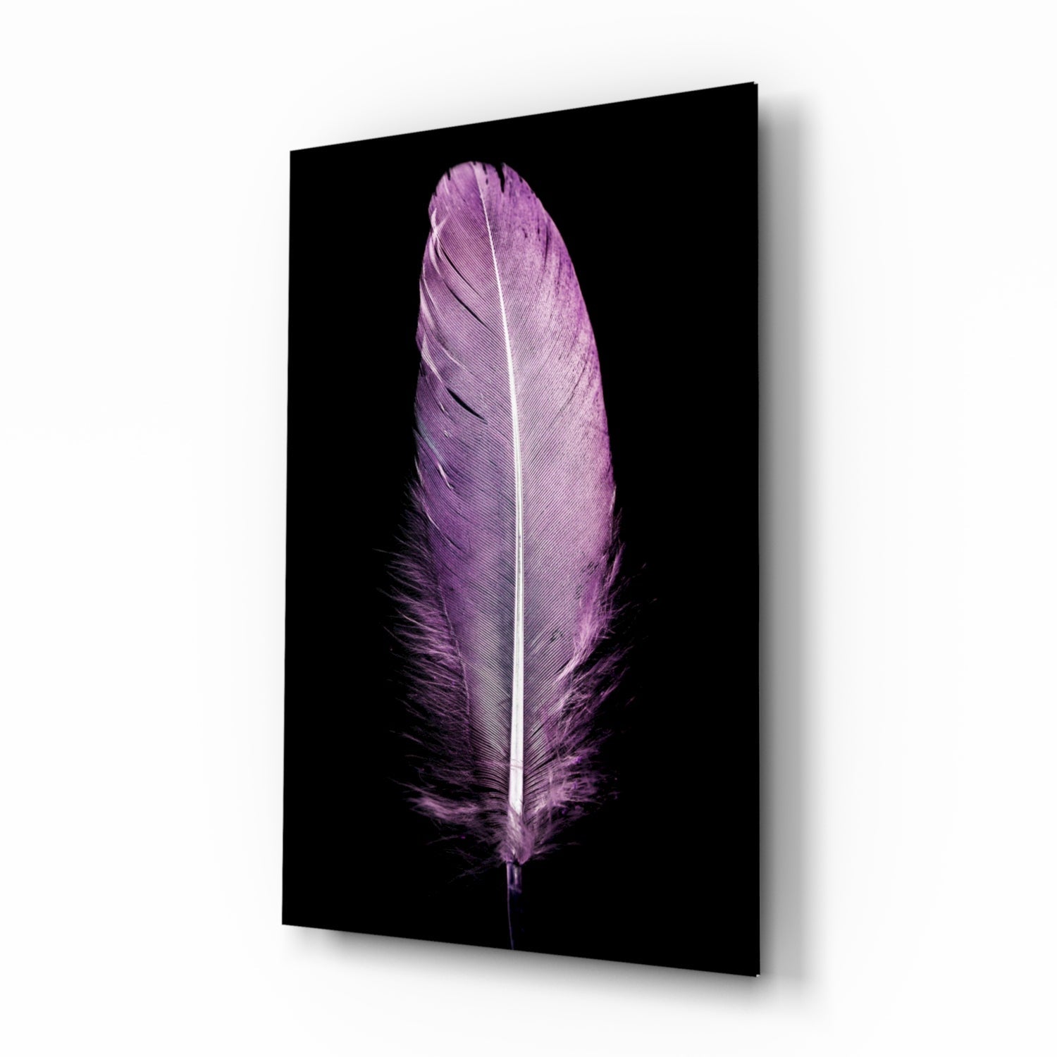 Soft Lilac Quill Feather Glass Wall Art