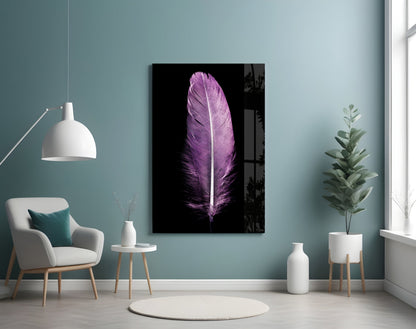 Soft Lilac Quill Feather Glass Wall Art