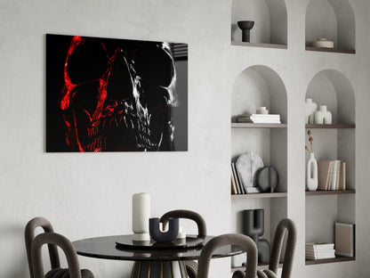 Red and White Shadow Skull Glass Wall Art