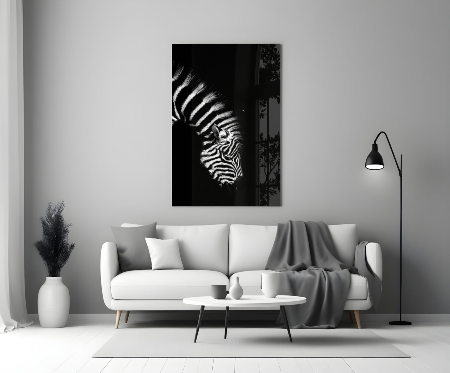 Bowed Head Zebra Glass Wall Art
