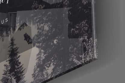 Confine Yourself Quote Misty Forest Lake Glass Wall Art