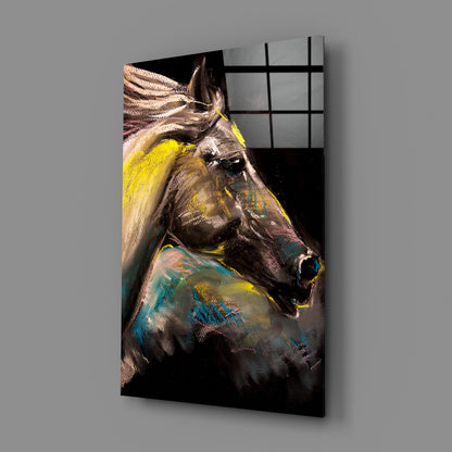 Colorful Pastel Horse Profile Glass Wall Art