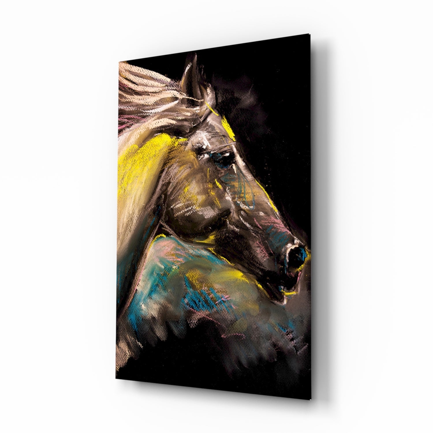 Colorful Pastel Horse Profile Glass Wall Art