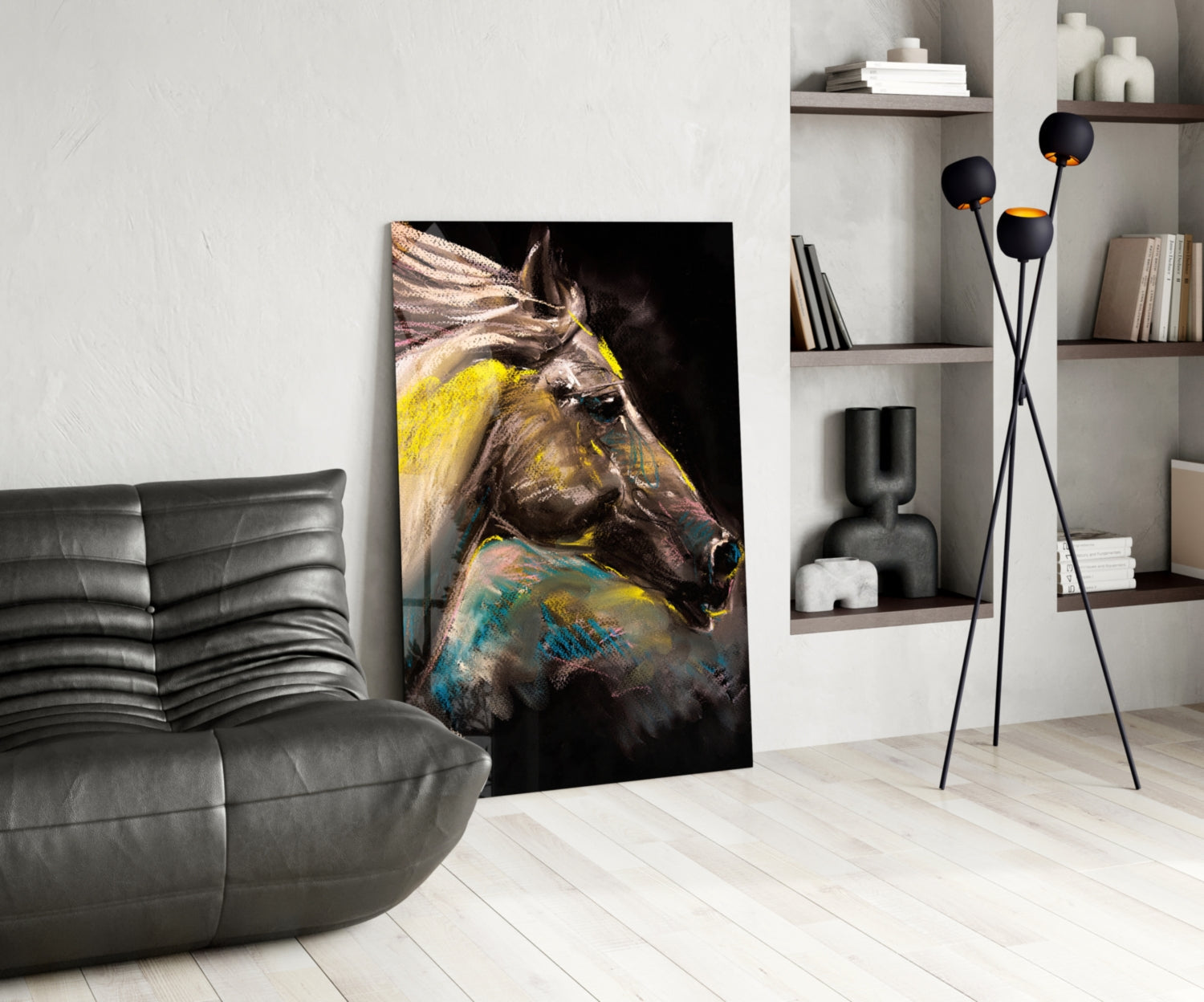 Colorful Pastel Horse Profile Glass Wall Art