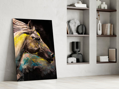 Colorful Pastel Horse Profile Glass Wall Art