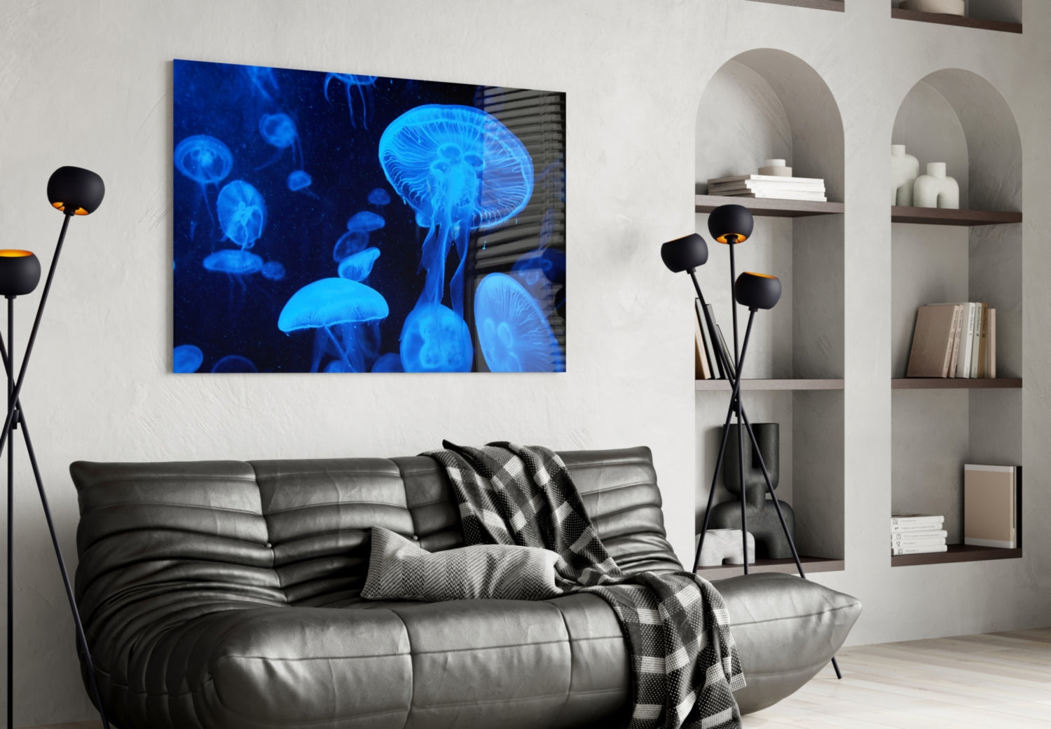 Blue Moon Jellyfish Deep Sea Glass Wall Art
