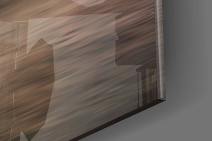 Fiery Sunset Rocky Coast Waves Glass Wall Art