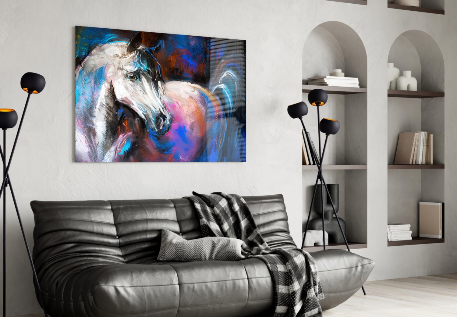 White Horse Glass Wall Art