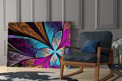 Fractal Stained Glass Petal Flower Glass Wall Art