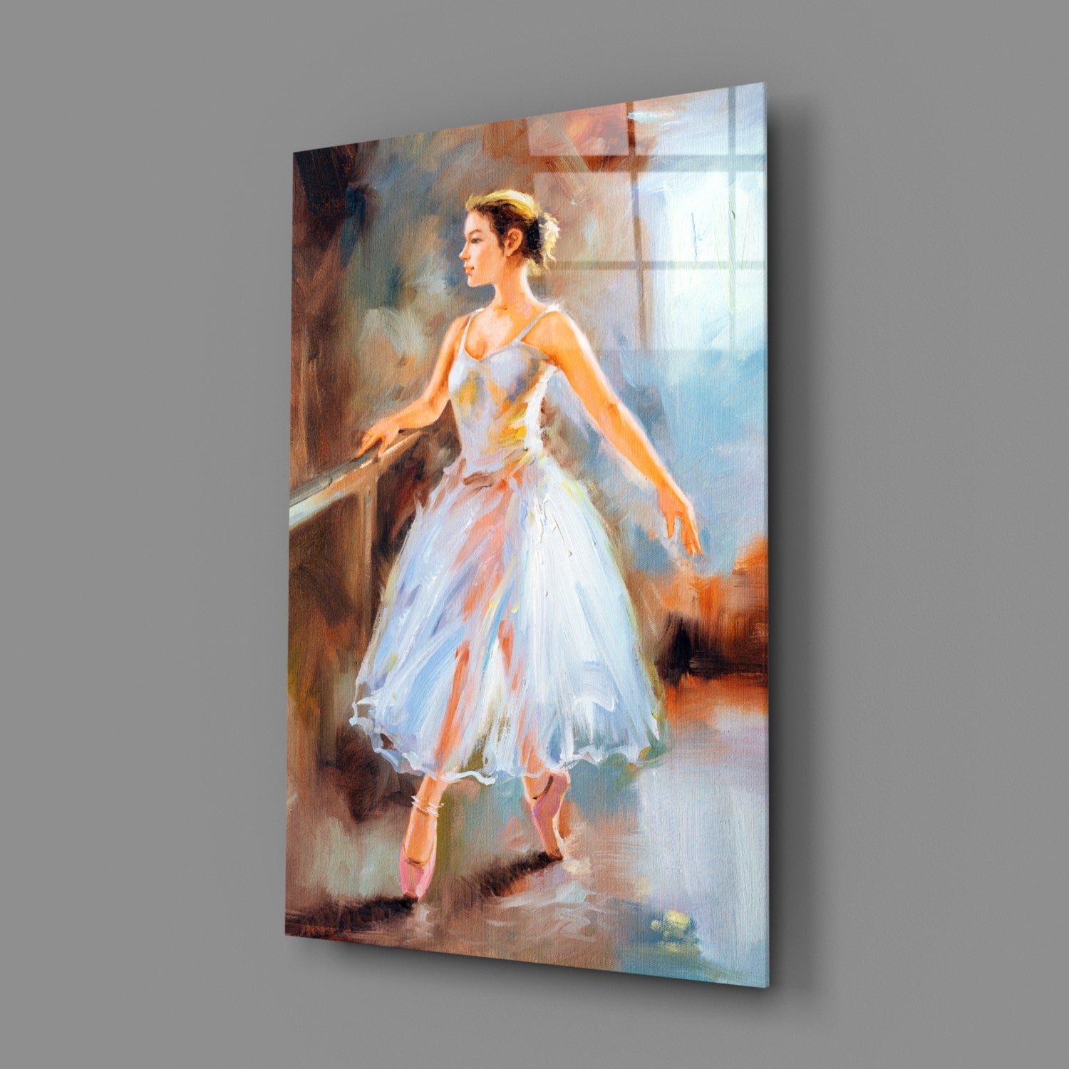White Gown Rehearsal Ballerina Glass Wall Art