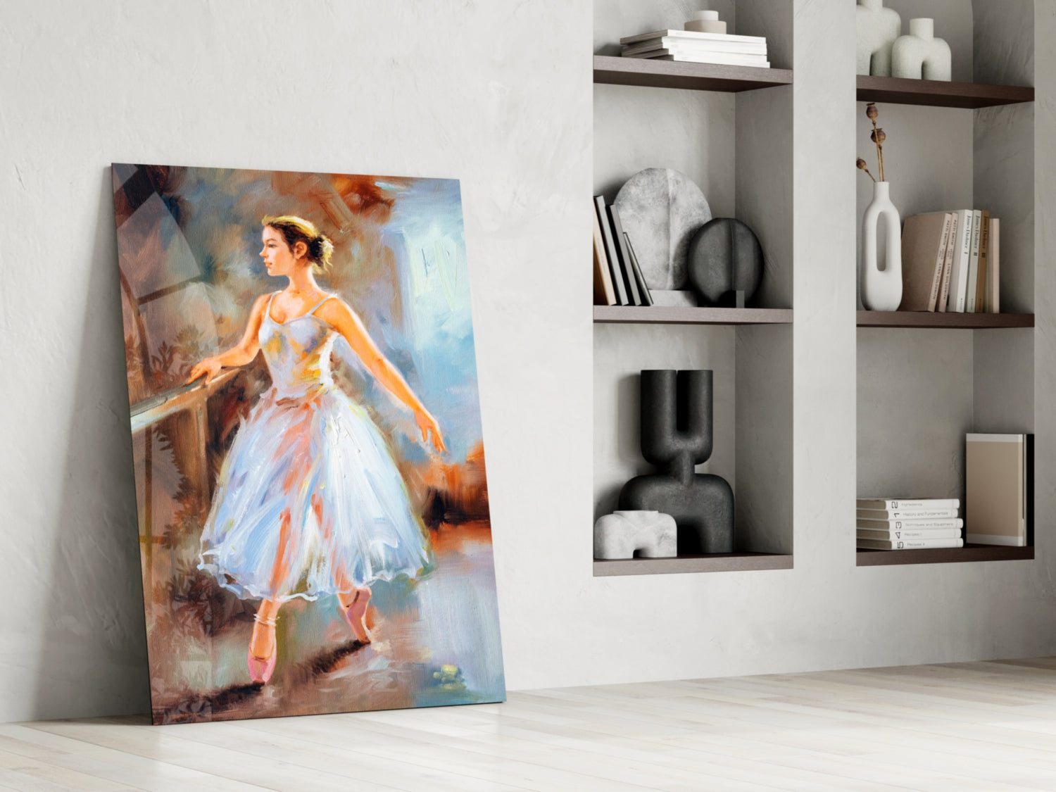 White Gown Rehearsal Ballerina Glass Wall Art