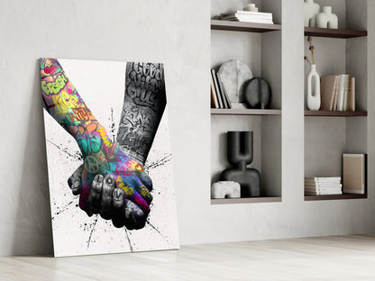Hand in Hand Glass Wall Art
